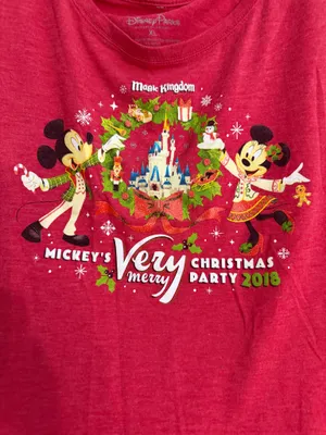 Disney Mickey & Minnie 'Very Merry Christmas Party' Ladies Red Tee thumbnail 2