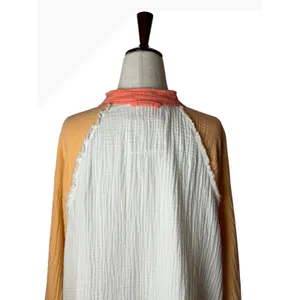 Aerie‎ Gauzy Coverup Shirt Women Small Mango White Colorblock Cotton Oversized thumbnail 8