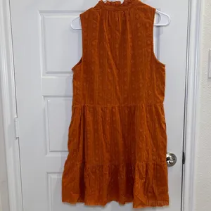Anthropologie Maeve Rust Orange Tiered Mini Dress Sleeveless Boho Small thumbnail 3
