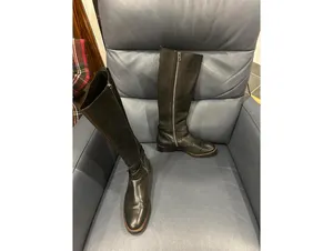 COACH black leather silver turnlock TALL FLAT riding boots thumbnail 2