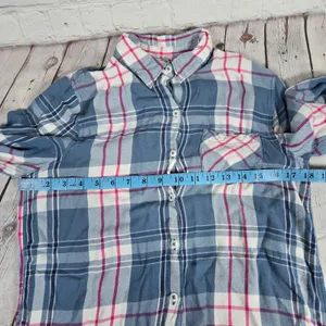 Woolrich Plaid‎ Button Down Shirt Womens M Blue Pink Long Sleeve Rayon thumbnail 8