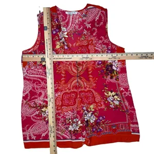 Rose + Olive Womens‎ L Sleeveless Blouse Top Paisley Boho Red Tank thumbnail 5