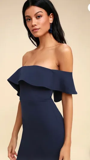 Lulus Confidence Boost Navy Blue Off The Shoulder Bodycon Dress thumbnail 2