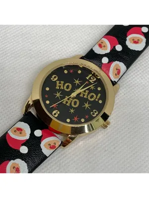 Geneva Women’s gold tone quartz watch 36mm black dial leather band running thumbnail 2