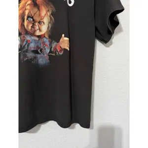 Chucky Free Hugs Horror Movie Graphic Women Tee L Black Cotton Shirt Halloween thumbnail 12