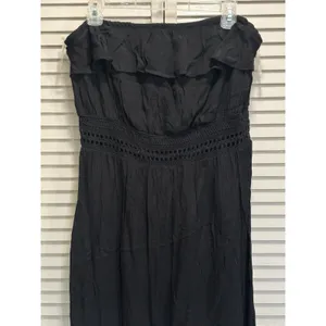 No Boundaries Black Strapless Lined Maxi Dress Size 2XL NWT Ruffle Crochet Detail thumbnail 2