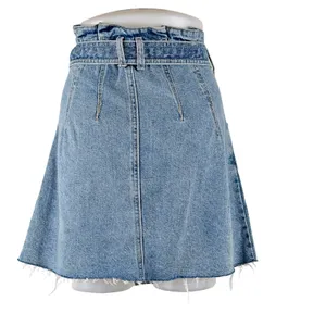Free People We The Free East of Eden Belted Jean Mini Denim Skirt Distressed 28 thumbnail 3