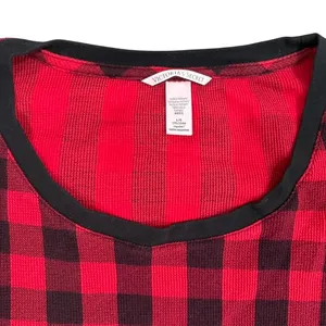 Stars Above Victoria's Secret Plaid Thermal Pajama Set in Red and Black, Size L thumbnail 4