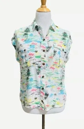 SO women’s small Hawaiian short sleeve button shirt thumbnail 1