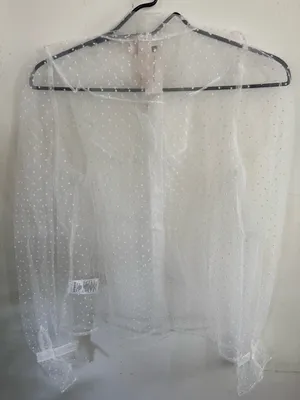 Antrhopologie white dolan Sheer Swiss Dot Tie-Neck Blouse - White thumbnail 4