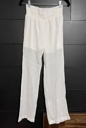 PAPER CRANE White Linen Straight Leg Pants Beach Casual Dressy Women’s S NWOT thumbnail 1