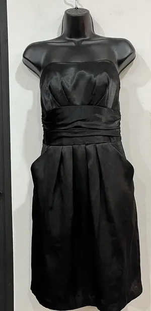 David’s Bridal Formal Bridesmaid Strapless Black Satin Dress Size 4 Pockets thumbnail 1