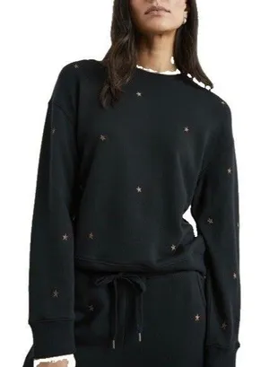 Rails Sweatshirt Womens S Small Black Ramona Bronze Star Embroidered Pullover thumbnail 1