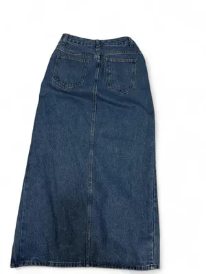 Amazon Dark Blue Denim Maxi Skirt with Front Slit thumbnail 2