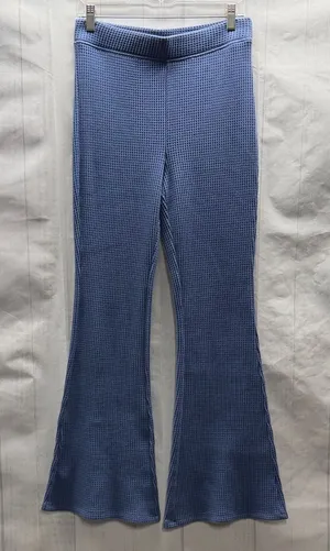 Aerie Blue High Waisted Cozy Waffle Knit Pull On High Waist Flare Pants Medium thumbnail 1