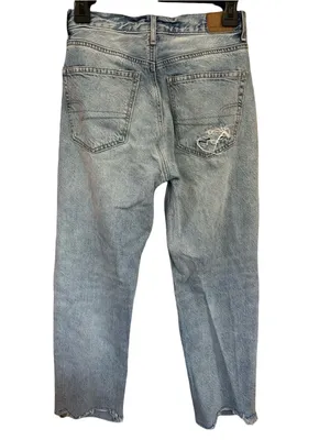 American Eagle 90s Boyfriend Jeans Light Wash Distressed Ripped 00/short thumbnail 4