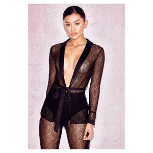 House Of CB London SHEER BLACK LACE TUXEDO AND TROUSERS TWO PIECE SET thumbnail 3