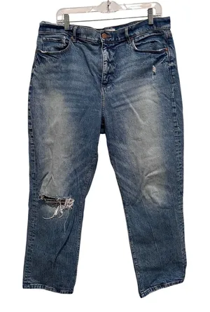 Loft High Waist Straight Crop Distresssed Denim‎ Jeans Size 32 thumbnail 1