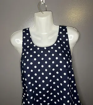 J.Crew Tank Top Womens 6 Blue White Polka Dot Scoop Neck Side Zip Cotton Summer thumbnail 1