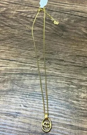 Christian Dior Vintage Logo Oval Pendant Necklace thumbnail 3