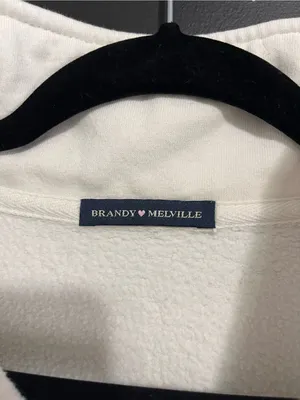 BRANDY MELVILLE White Quarter-zip Pullover Sweatshirt College Fall One Size EUC thumbnail 3