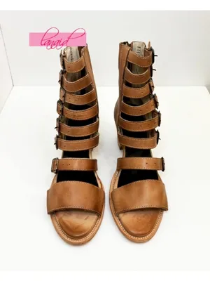 FREEBIRD by Steven NEW Country Natural Leather Buckles Edgy Cut-Outs Cutouts Low Sandals thumbnail 3