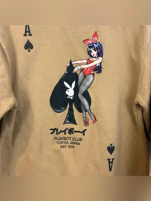 Playboy Club Tokyo, Japan Tan/Brown Crewneck Sweatshirt Pullover Size Medium thumbnail 3