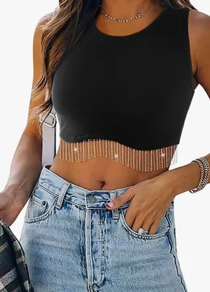 Amazon black rhinestone top thumbnail 1