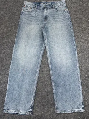 American Eagle Outfitters Ex-Boyfriend Light Wash Straight Jeans - Blue thumbnail 1