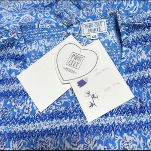 NWT Pink City Prints Isabel Dress XS Ornate Sky Blue Cotton Smocked Midi thumbnail 8