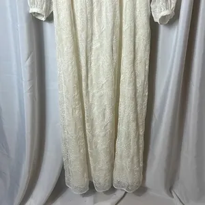 ModCloth Ivory Lace Maxi Dress Long Sleeve Sheer Overlay Lined Size S thumbnail 3
