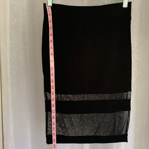B_ENVIED Black Pencil Skirt with Sheer Panel thumbnail 5