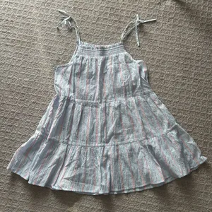 Maeve by Anthropologie Gauzy Tiered Dress Cover Up Light Blue Pink Stripe‎ XS thumbnail 1