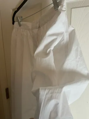 Zara White 100% Cotton Button-Front Midi Skirt with Eyelet Lace Trim - Size S thumbnail 5