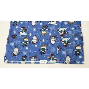 JIJ Scrubs Blue Snowman Snowflake‎ Scrub Medical Top LARGE Wintertime Snow thumbnail 6