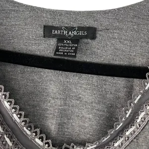 Earth Angels Women's Plus Size XXL Grey Babydoll Long Sleeve‎ Pajama Top thumbnail 4