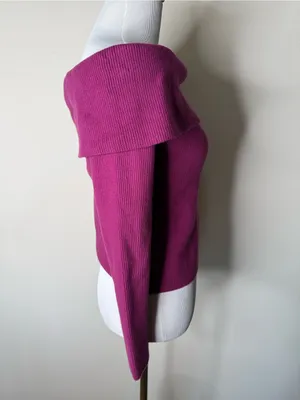 Abercrombie Fuchsia Off Shoulder Ribbed Sweater NTW M thumbnail 5