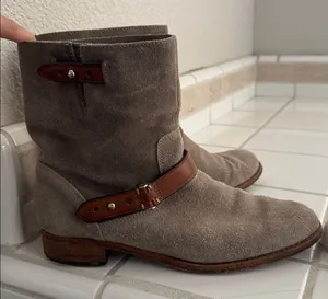 Coach Taupe Suede Ankle Boots with Buckle thumbnail 1