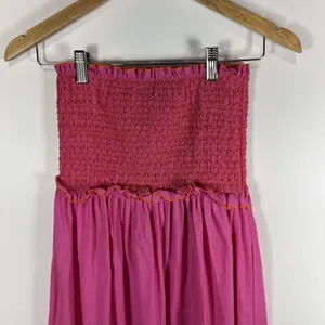 Pomander Place Tuckernuck Strapless Jessie Maxi Dress Size Small‎ Pink Smocked thumbnail 4