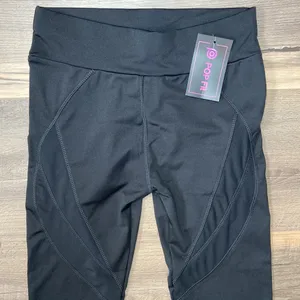 POP Fit Women’s Black High Waisted Mesh Leggings Size Medium NWT thumbnail 7
