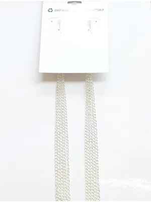 NWT Beach Chic Beaded Long Chain Drop Earrings Silver Gray / Multi 6.5" Pink thumbnail 2