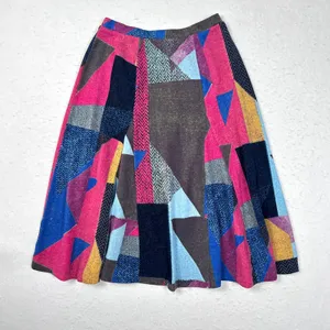 Maeve Anthropologie A-Line‎ Midi Skirt Women XS Geometric Flare Office Siren 90s thumbnail 4