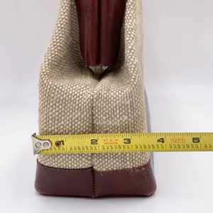 Vintage 50s 60s Top Handle Satchel Bag Red Leather Tweed Purse Midcentury Modern thumbnail 12