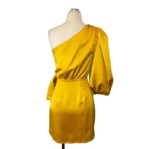 Lovers and Friends Kennedy Mini Dress in Mustard Yellow XSmall New Satin thumbnail 9