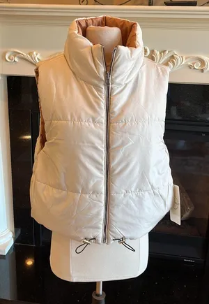 Vine and Valley Puffer Vest Reversible Beige Tan Womens XL New thumbnail 4