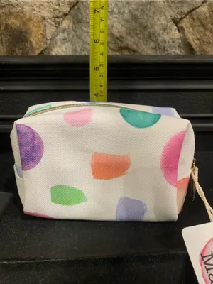 Mad Hippie Mini Cosmetic Bag White Multicolor Dots Travel Makeup Pouch Zip Case thumbnail 9