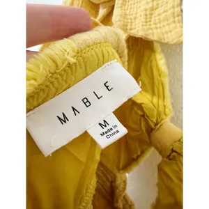 Mable Mustard Yellow Gauze Tie Strap Cutout Wide Leg Jumpsuit Size M thumbnail 4