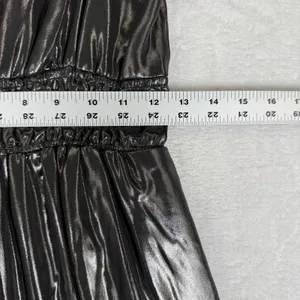 Anthropologie Metallic Carbon Tiered Maxi Dress Smocked Waist Short Sleeve S NEW thumbnail 5