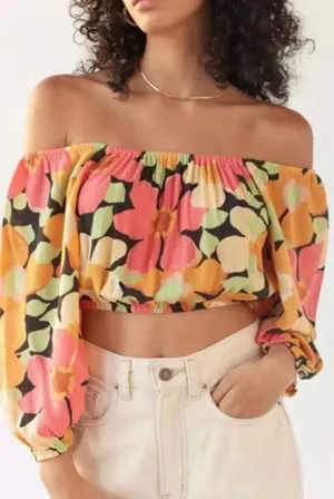 Billabong Sun City Floral Cropped Top Women’s Medium thumbnail 1