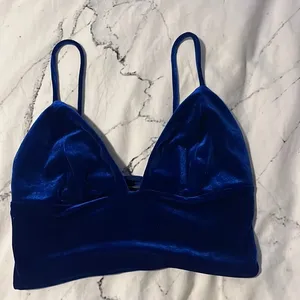 Foreign Exchange Blue Velvet Crop Top thumbnail 1